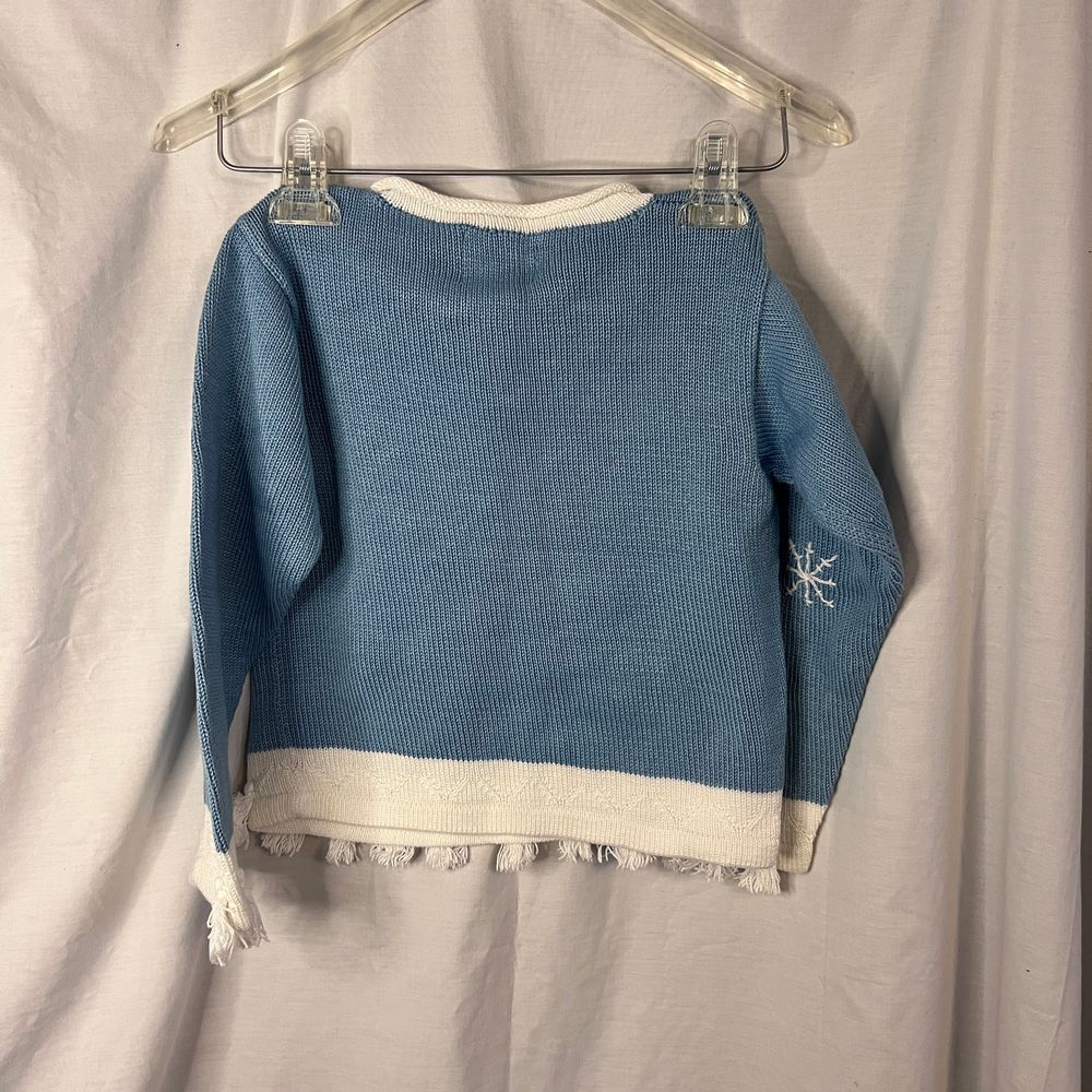 Zack ali 4 Kids Sweater Knit Christmas Winter Snowman Snowflakes Tassels‎ Sz 7/8 - Picture 4 of 4